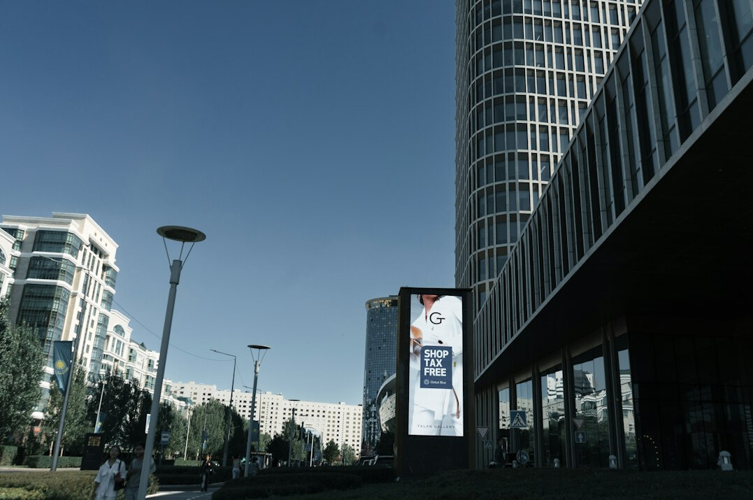 Large digital billboard screen on a city building
